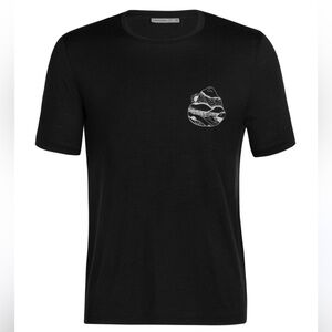 Icebreaker Tech Lite II Sunrise Ridge 100% Wool T-Shirt‎ Men’s Black Outdoor